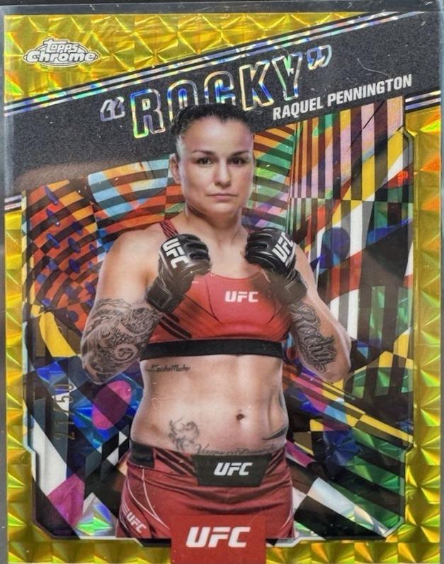 Raquel Pennington 2025 Topps Chrome UFC AKA #AKA-8 Geometric Gold Refractor