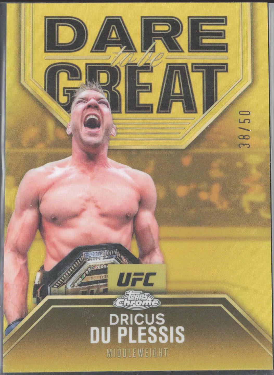 Dricus Du Plessis 2025 Topps Chrome UFC Dare to Be Great #DBG-5 Gold Refractor