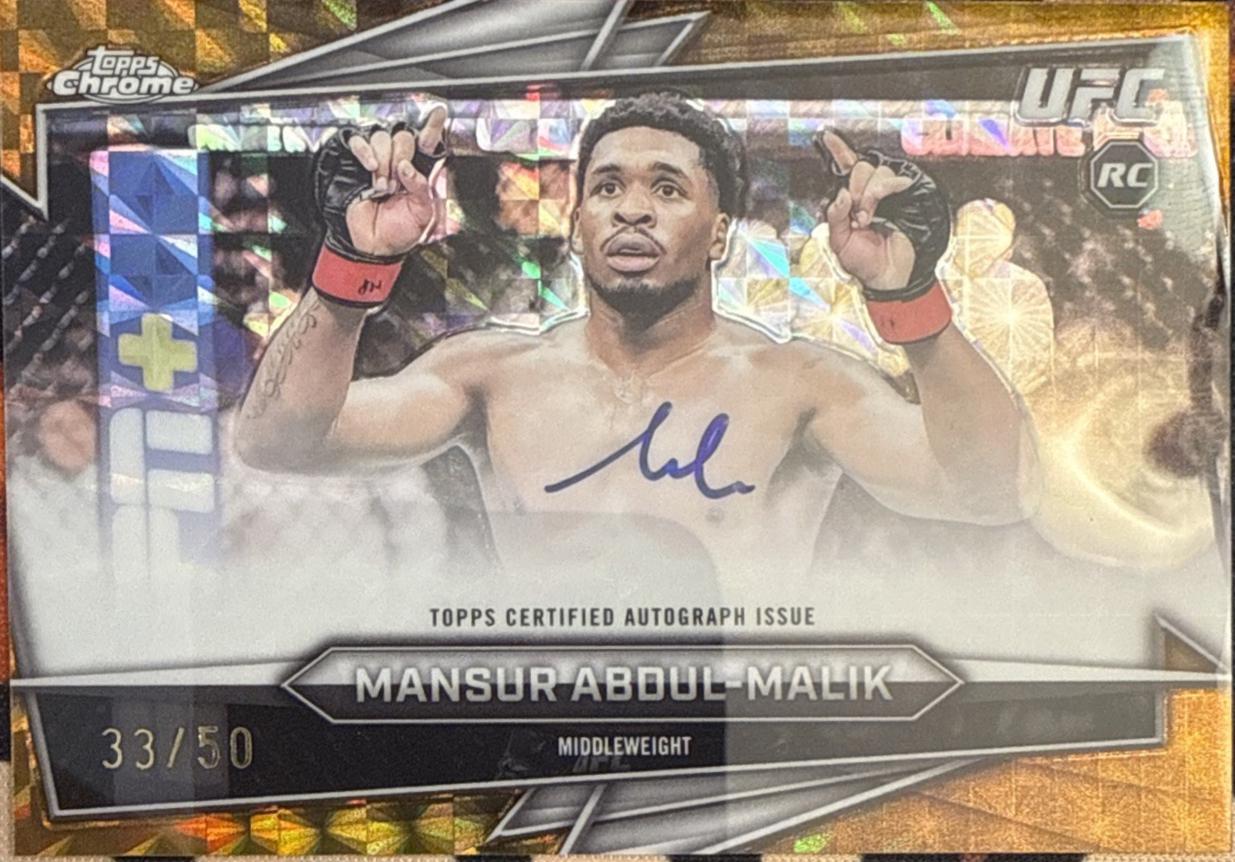 Mansur Abdul-Malik 2026 Topps Chrome UFC Base Autographs #BAV-MA Gold Geometric Refractor