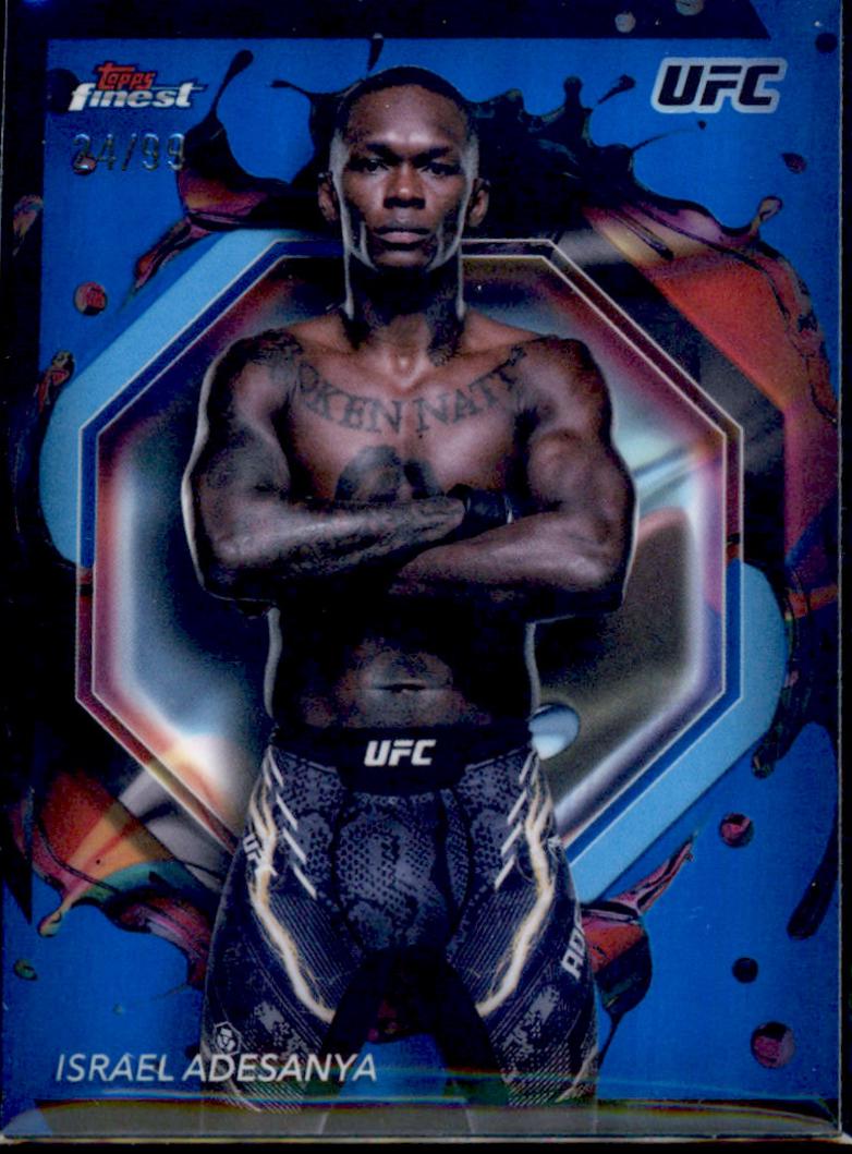 Israel Adesanya 2024 Topps Finest UFC Base Rare #206 Blue Refractor