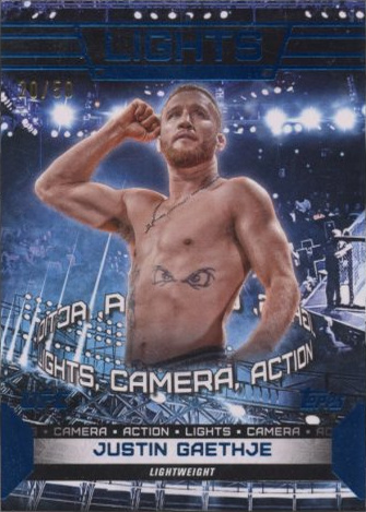 Justin Gaethje 2024 Topps Knockout UFC Lights (Lights, Camera, Action) #LTS-18 Emerald