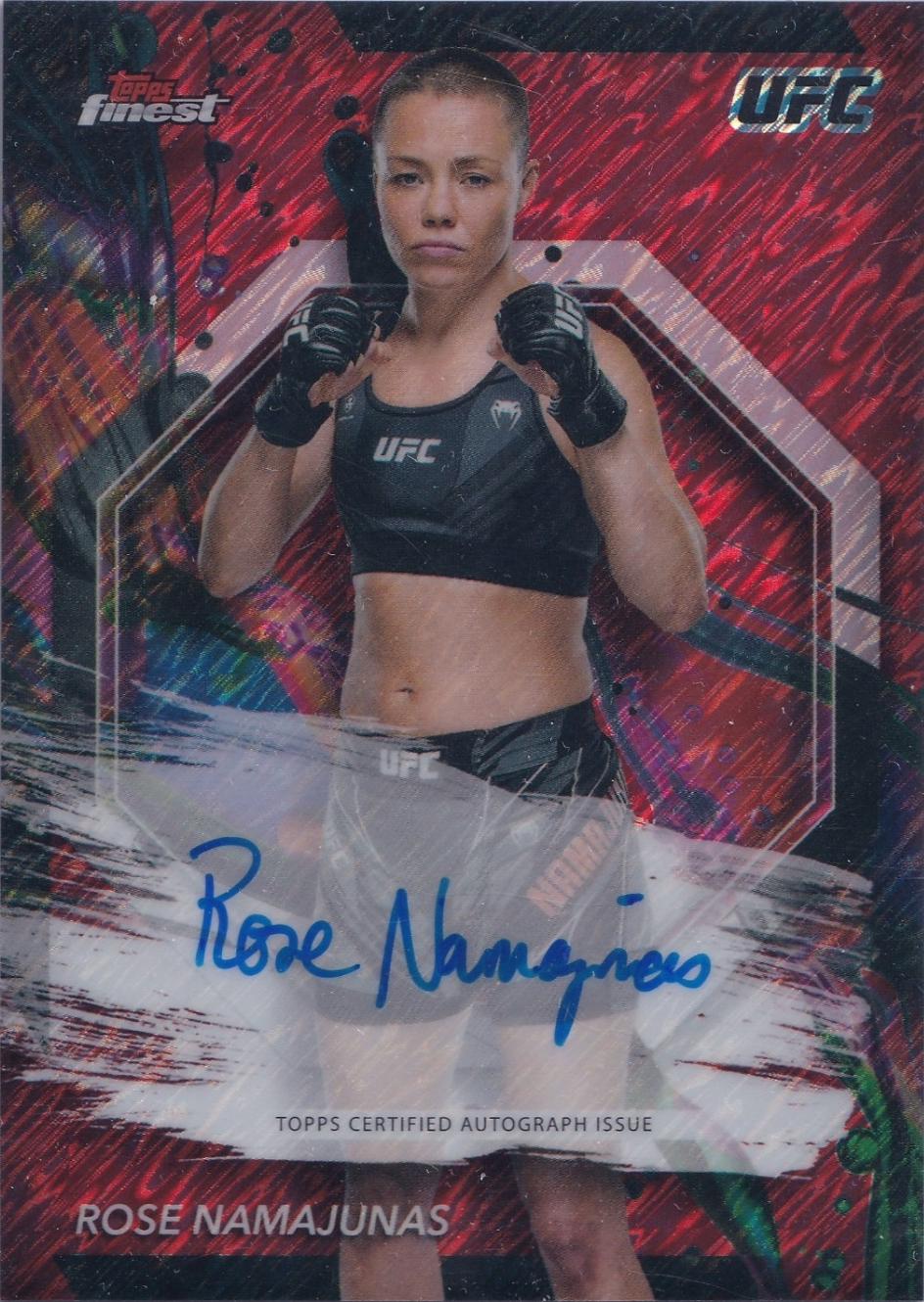 Rose Namajunas 2024 Topps Finest UFC Finest Autographs #FA-RNS Red Shimmer Refractor