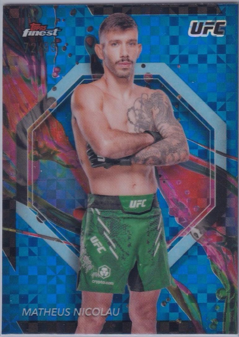 Matheus Nicolau 2024 Topps Finest UFC Base Common #99 Blue Checkerboard Refractor