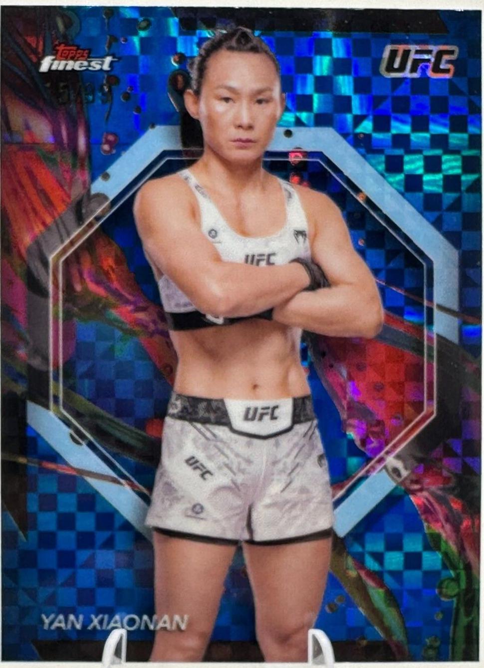 Yan Xiaonan 2024 Topps Finest UFC Base Common #9 Blue Checkerboard Refractor