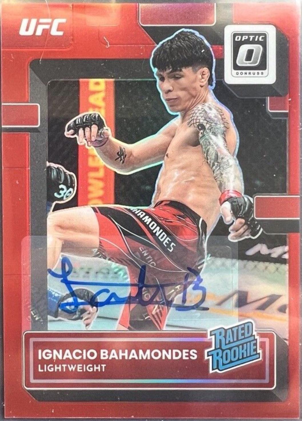 Ignacio Bahamondes 2023 Panini Donruss Optic UFC Base Rated Rookies Signatures #134 Red