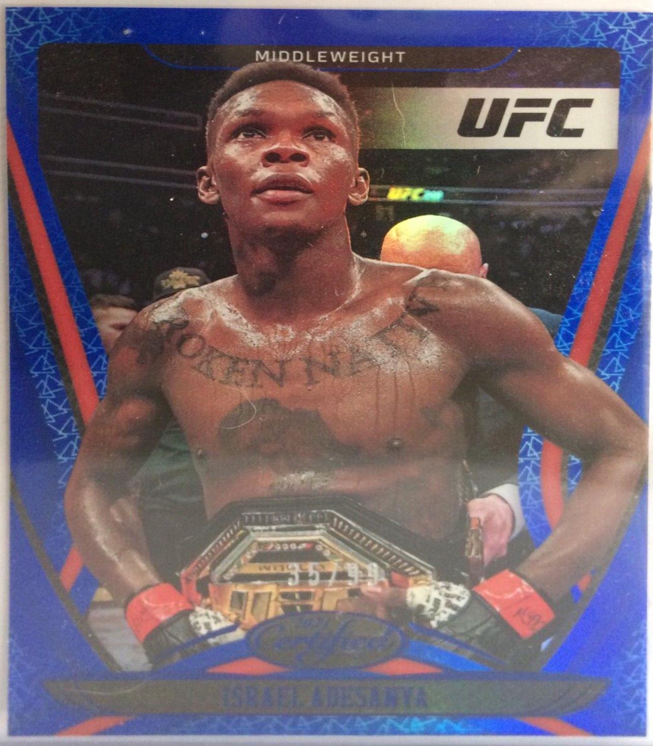 Israel Adesanya 2021 Panini Chronicles UFC Base Certified #137 Blue