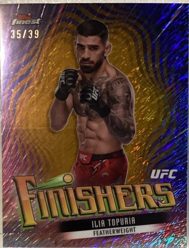 Ilia Topuria 2024 Topps Finest UFC Finishers #FIN-4 Gold Shimmer Refractor