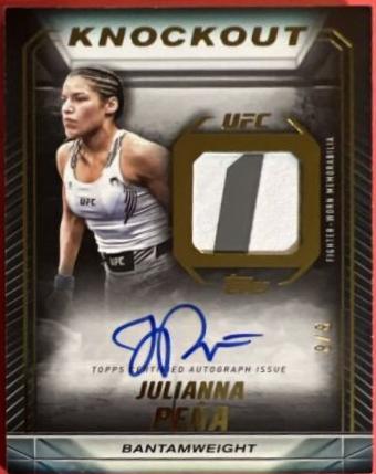 Julianna Peña 2024 Topps Knockout UFC Knockout Autograph Relics #KAR-JPA Gold