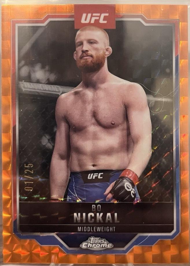Bo Nickal 2025 Topps Chrome UFC Base #76 Orange Geometric Refractor
