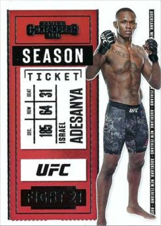 Israel Adesanya 2021 Panini Chronicles UFC Base Contenders Season Ticket #5 Asia Gold
