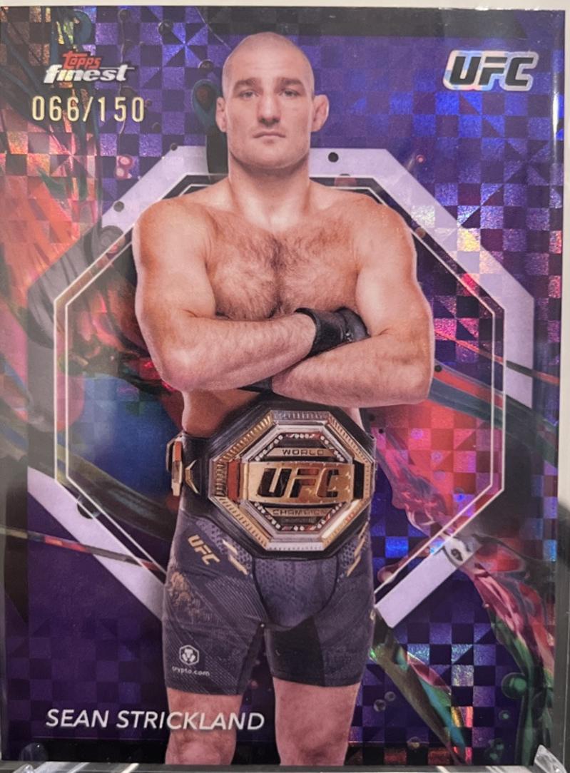 Sean Strickland 2024 Topps Finest UFC Base Common #45 Purple Checkerboard Refractor