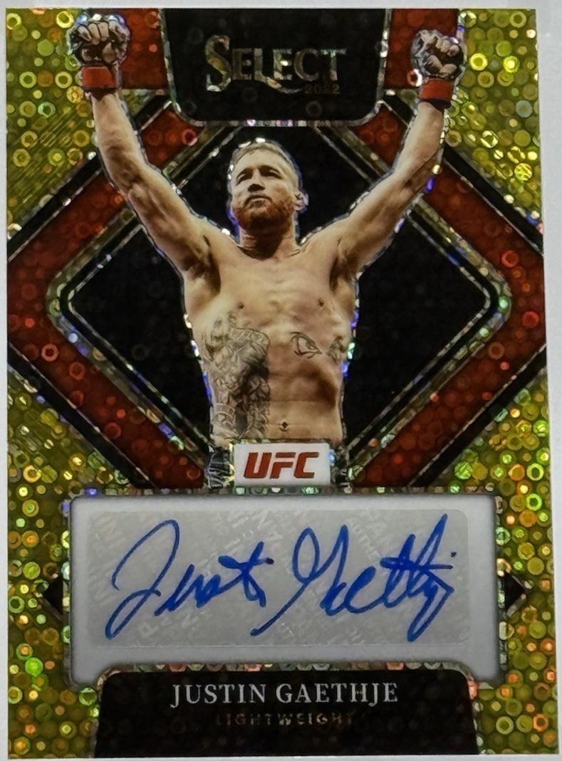 Justin Gaethje 2022 Panini Select UFC Signatures #31 Gold Disco