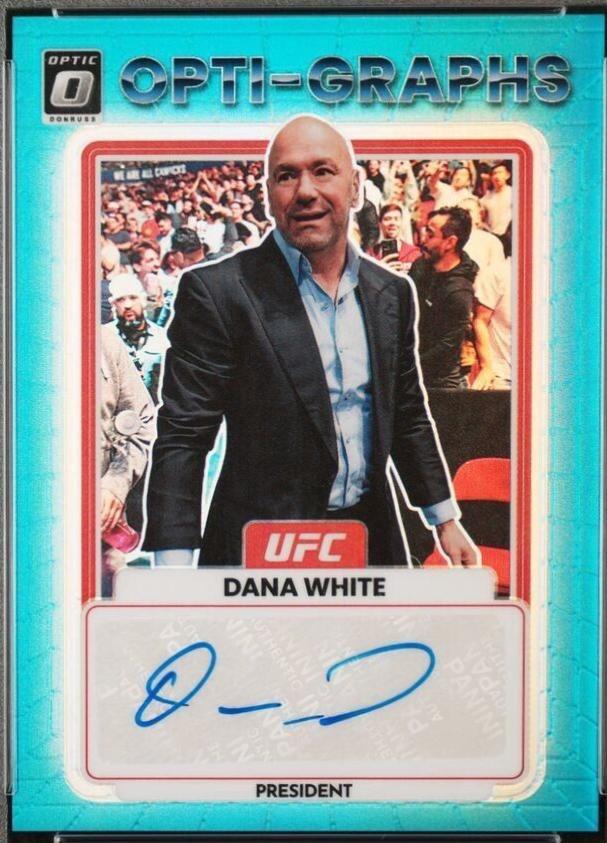 Dana White 2023 Panini Donruss Optic UFC Opti-Graphs #34 Teal Autograph