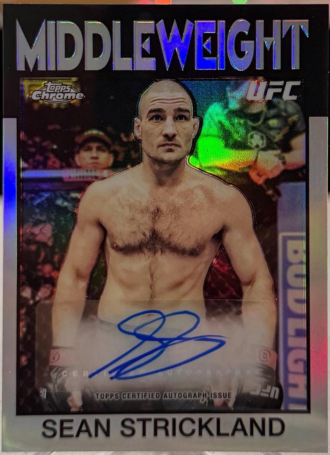 Sean Strickland 2026 Topps Chrome UFC 1986 Topps Signatures #86S-SS Refractor