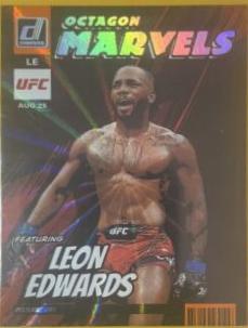 Leon Edwards 2023 Panini Donruss UFC Octagon Marvels #18 Orange Laser