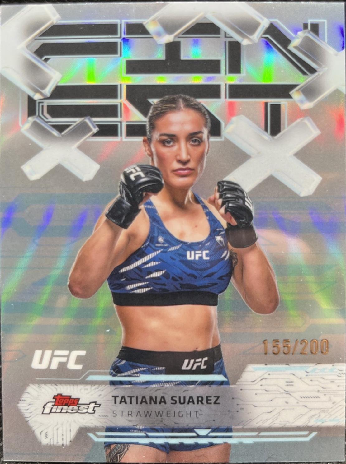 Tatiana Suarez 2025 Topps Finest UFC Base Common #16 Blue Refractor
