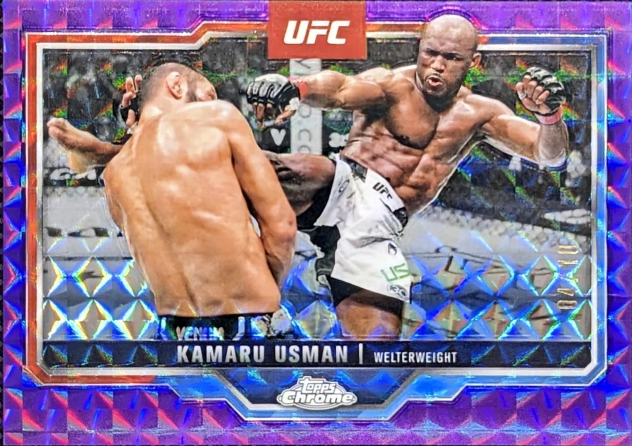 Kamaru Usman 2025 Topps Chrome UFC Base #27 Purple Geometric Refractor
