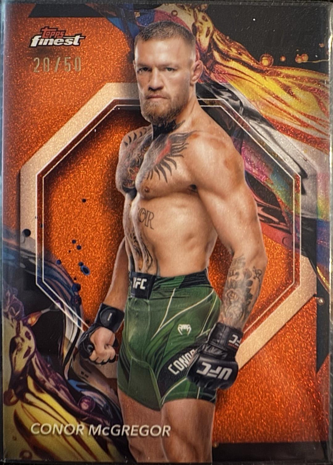 Conor McGregor 2024 Topps Finest UFC Base Uncommon #151 Tangerine Glitter Refractor
