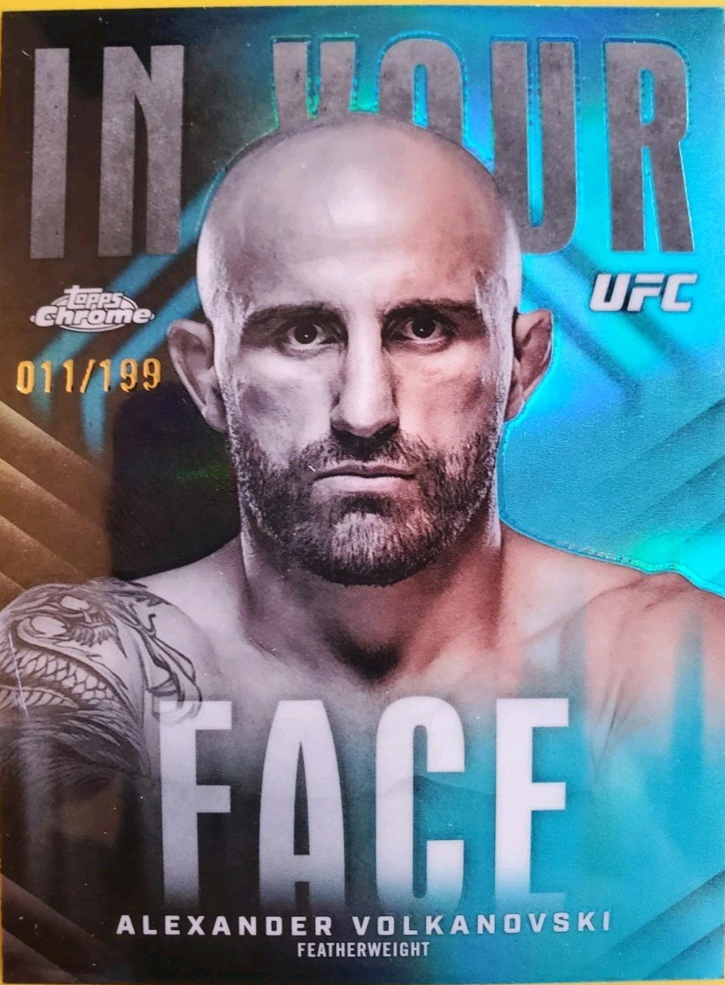 Alexander Volkanovski 2026 Topps Chrome UFC In Your Face #IYF-13 Aqua Refractor