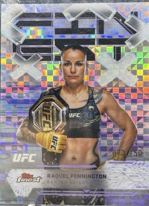 Raquel Pennington 2025 Topps Finest UFC Base Common #77 Purple Checkerboard Refractor