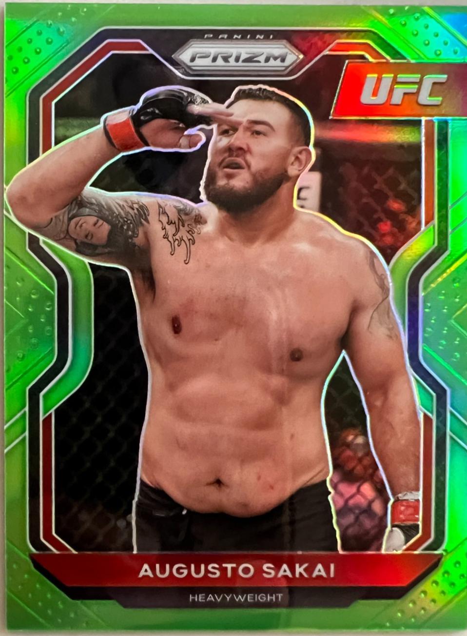 Augusto Sakai 2021 Panini Prizm UFC Base #18 Neon Green