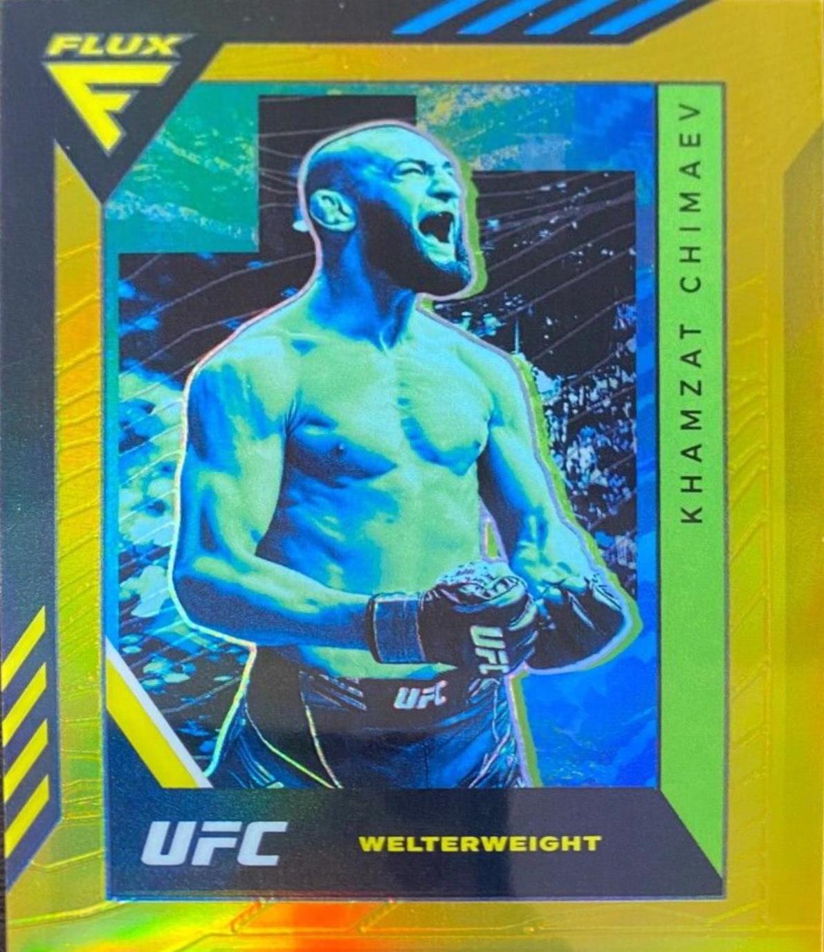 Khamzat Chimaev 2022 Panini Chronicles UFC Base Flux #348 Gold