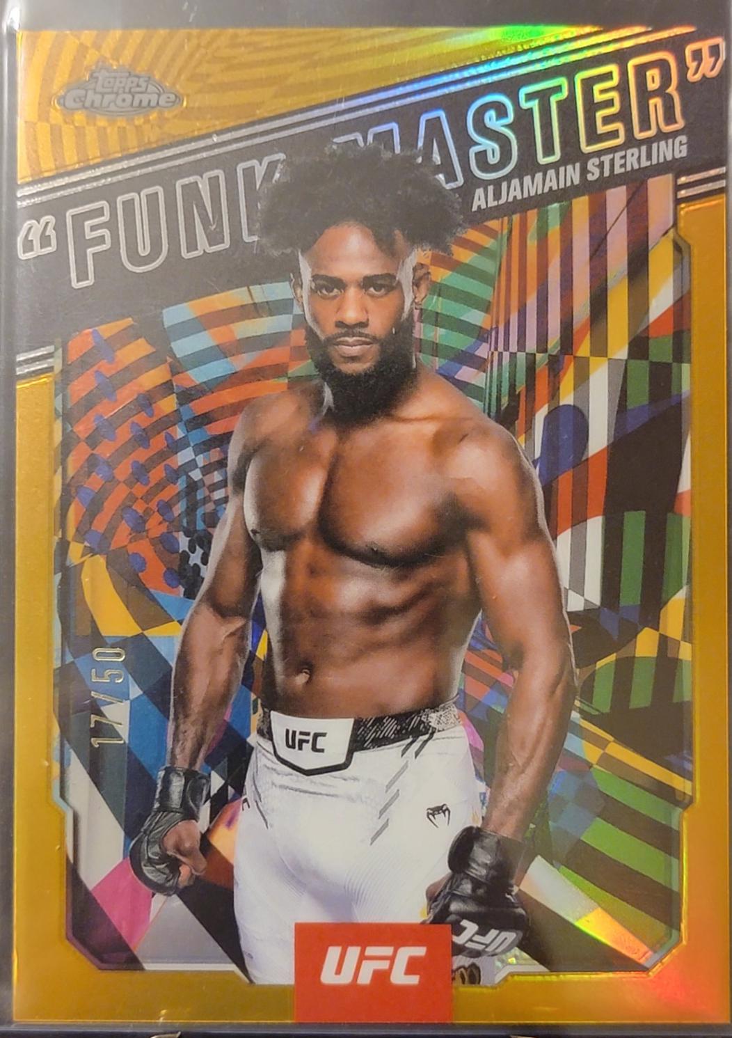 Aljamain Sterling 2025 Topps Chrome UFC AKA #AKA-13 Gold Refractor