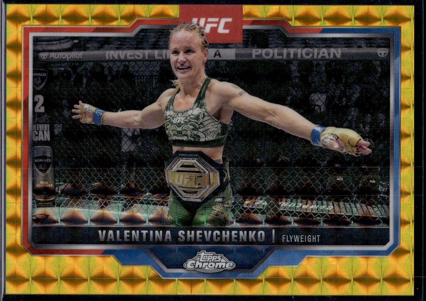 Valentina Shevchenko 2025 Topps Chrome UFC Base #166 Gold Geometric Refractor