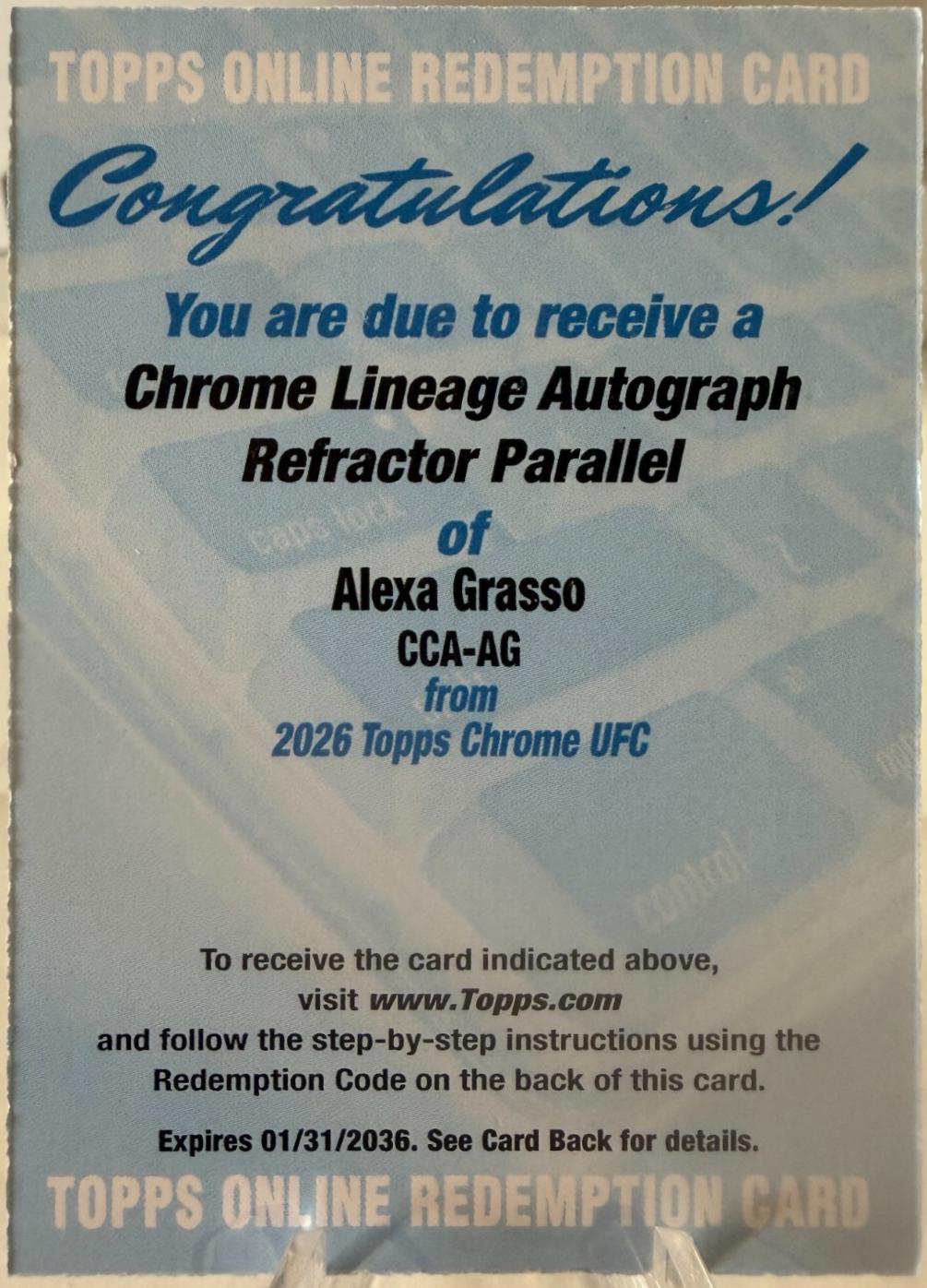 Alexa Grasso 2026 Topps Chrome UFC Chrome Lineage Autographs #CCA-AG Refractor