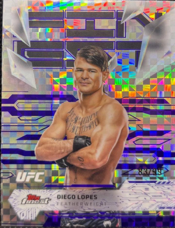Diego Lopes 2025 Topps Finest UFC Base Uncommon #104 Purple Checkerboard Refractor