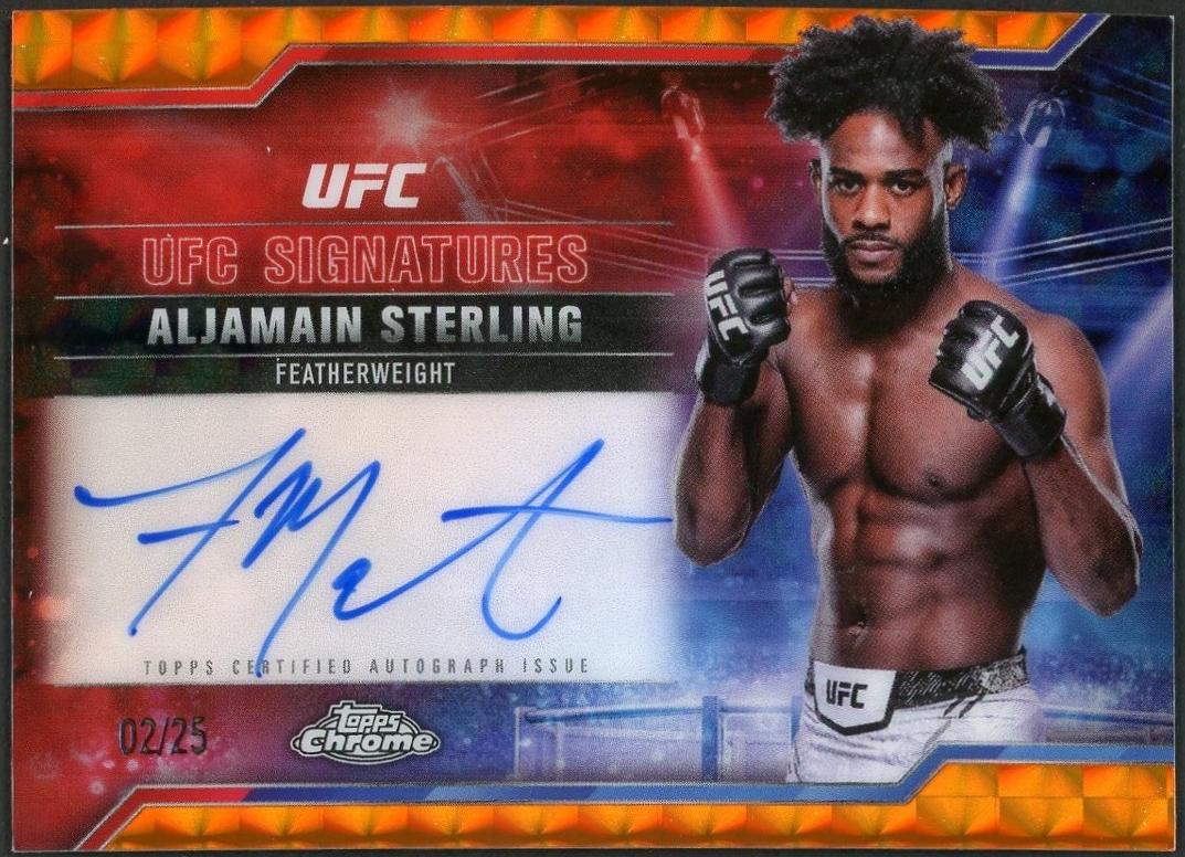 Aljamain Sterling 2025 Topps Chrome UFC UFC Signatures #SIG-AS Geometric Orange Refractor