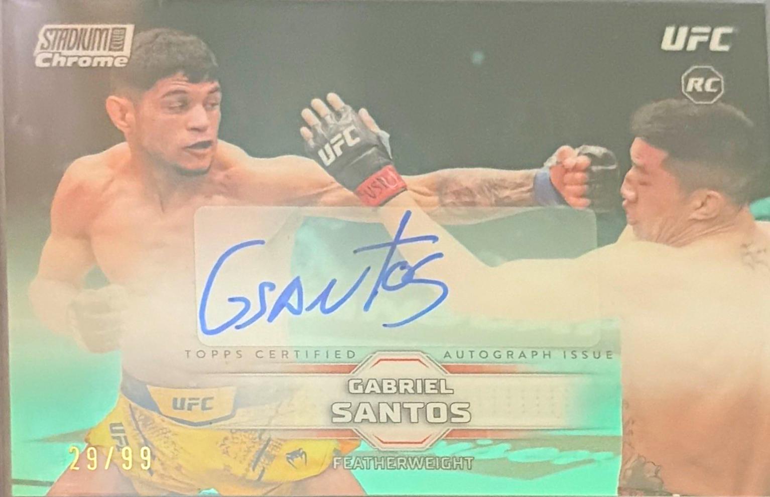 Gabriel Santos 2026 Topps Stadium Club UFC Chrome Autographs #CAV-GSS Turquoise Refractor