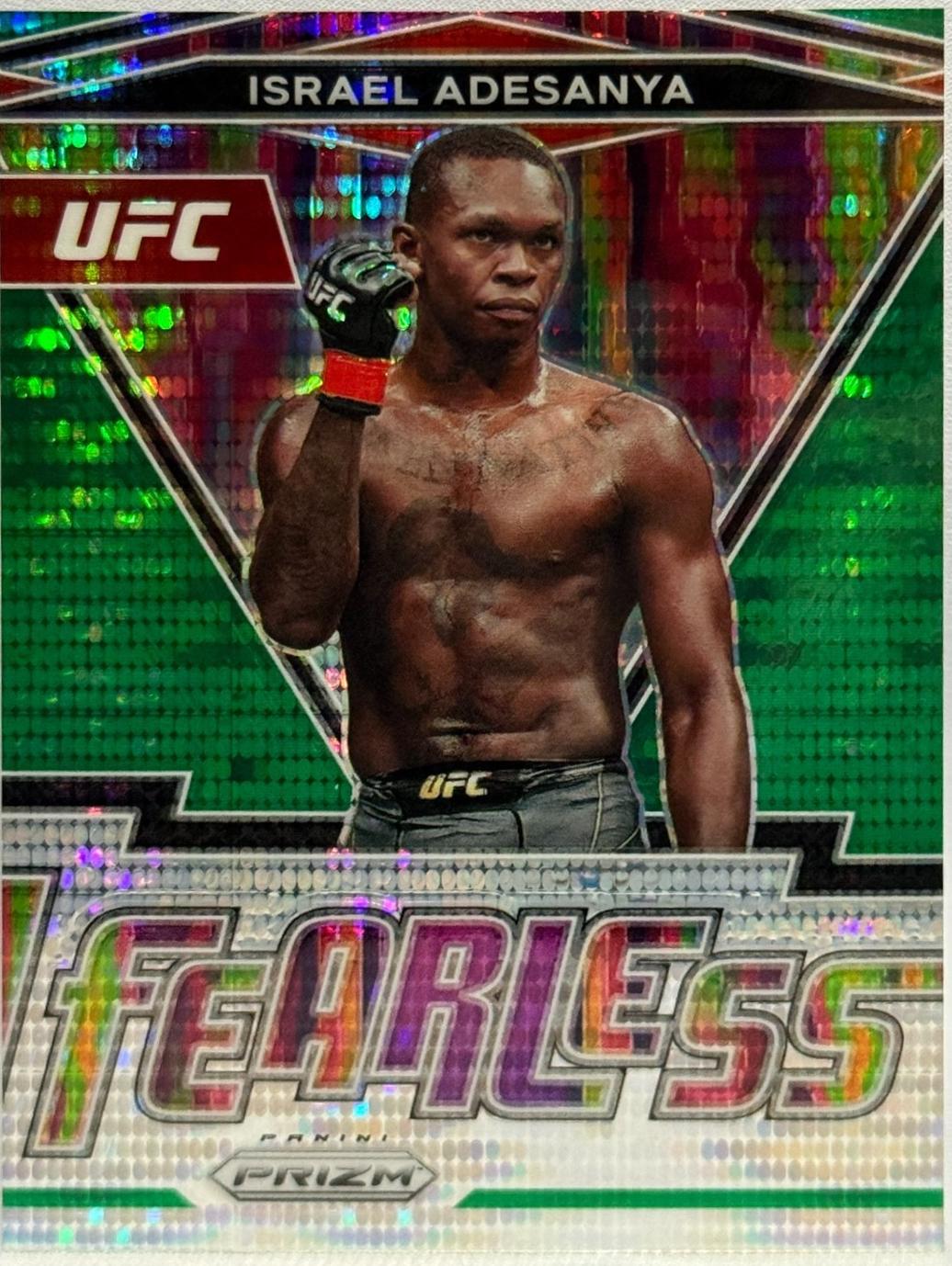 Israel Adesanya 2022 Panini Prizm UFC Fearless #1 Green Pulsar
