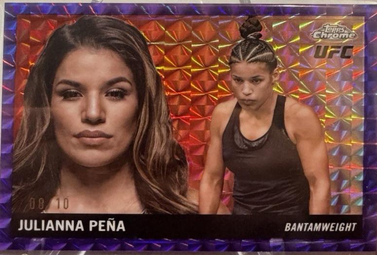 Julianna Peña 2025 Topps Chrome UFC 1955 Topps #55T-8 Geometric Purple Refractor