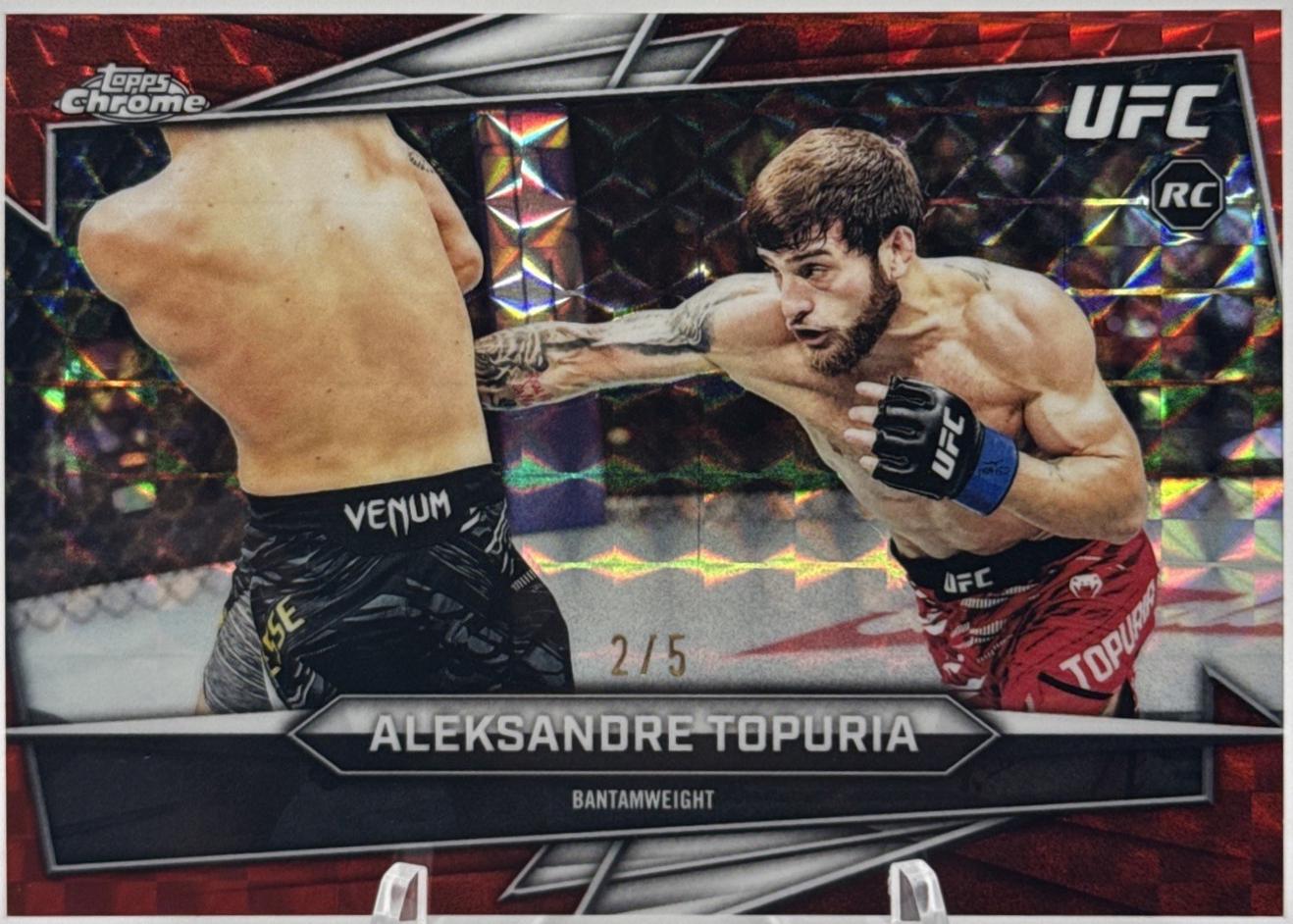 Aleksandre Topuria 2026 Topps Chrome UFC Base #187 Red Geometric Refractor