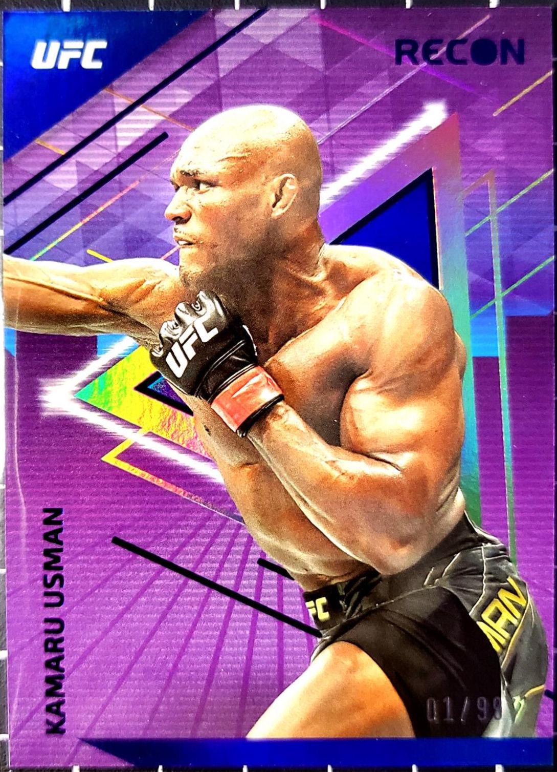 Kamaru Usman 2022 Panini Chronicles UFC Base Recon #228 Purple