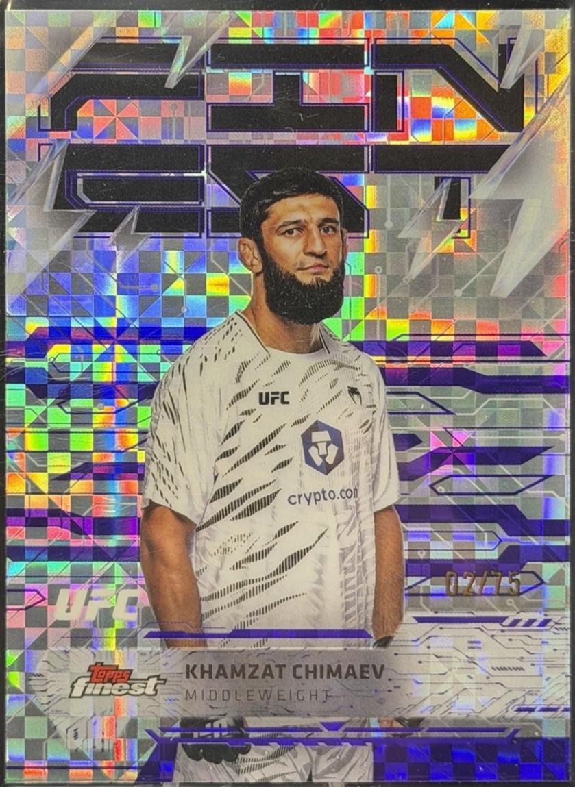 Khamzat Chimaev 2025 Topps Finest UFC Base Rare #260 Purple Checkerboard Refractor