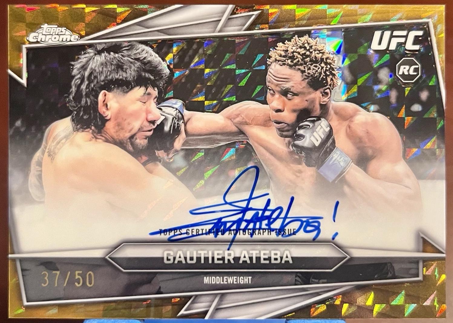 Ateba Gautier 2026 Topps Chrome UFC Base Autographs #BAV-AG Gold Geometric Refractor