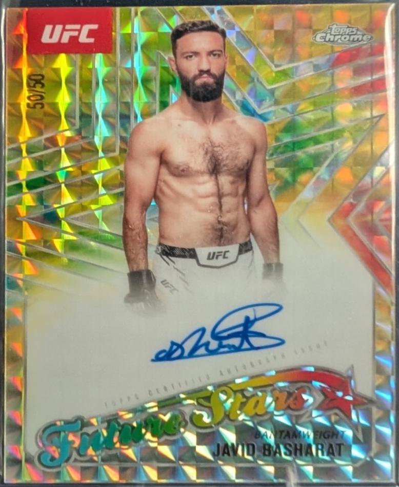 Javid Basharat 2025 Topps Chrome UFC Future Stars Autographs #FSA-JB Gold Refractor