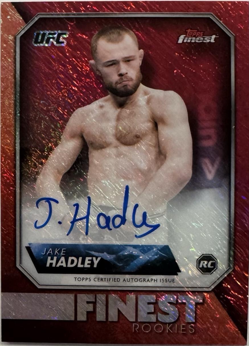 Jake Hadley 2024 Topps Finest UFC Rookie Finest Autographs #RFA-JH Red Shimmer Refractor