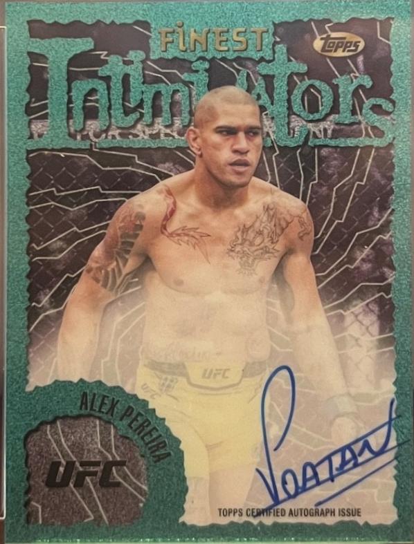 Alex Pereira 2024 Topps Finest UFC Intimidators Autographs #IA-APE Aqua Glitter Refractor