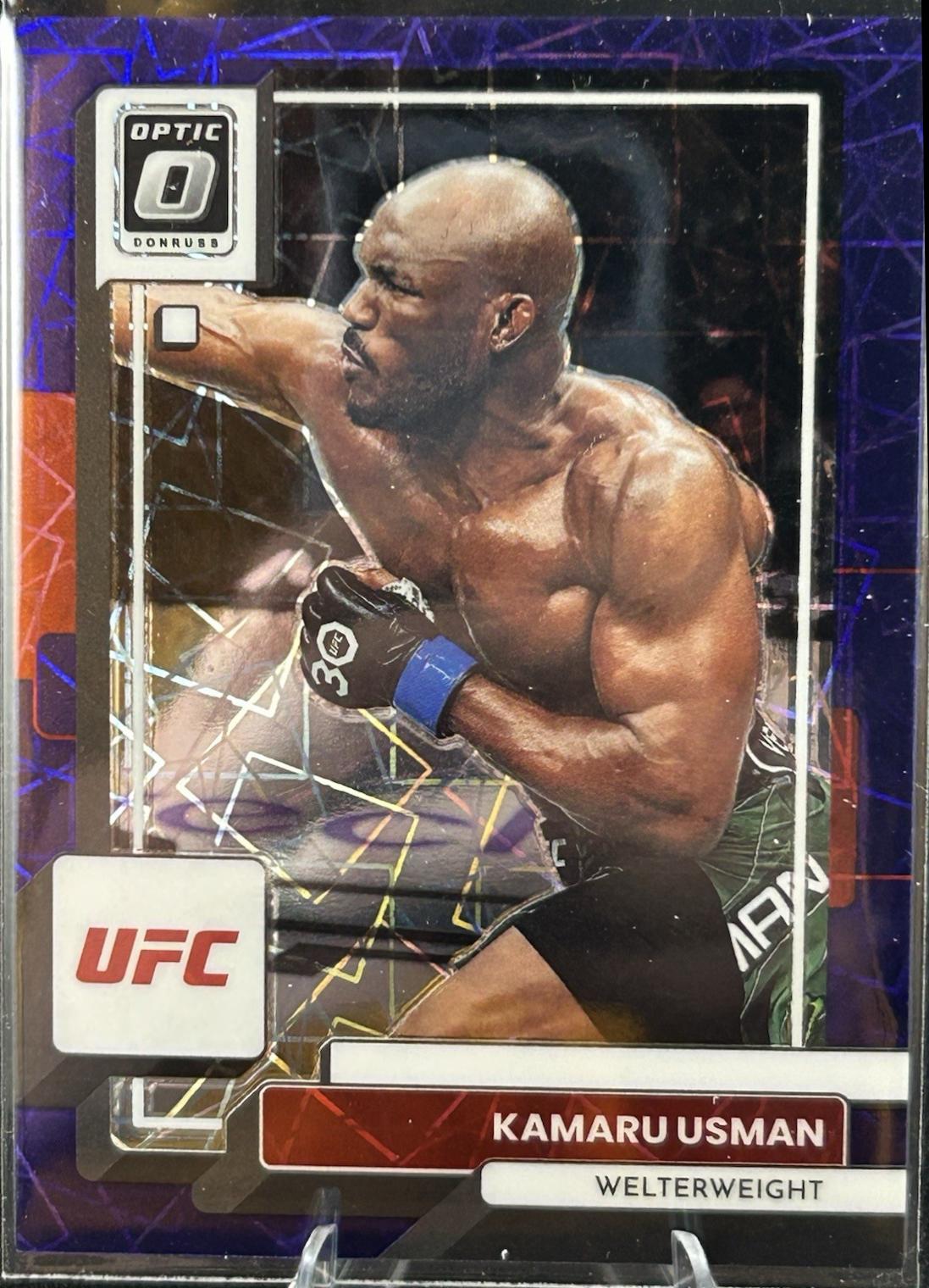 Kamaru Usman 2023 Panini Donruss Optic UFC Base #13 Purple Velocity