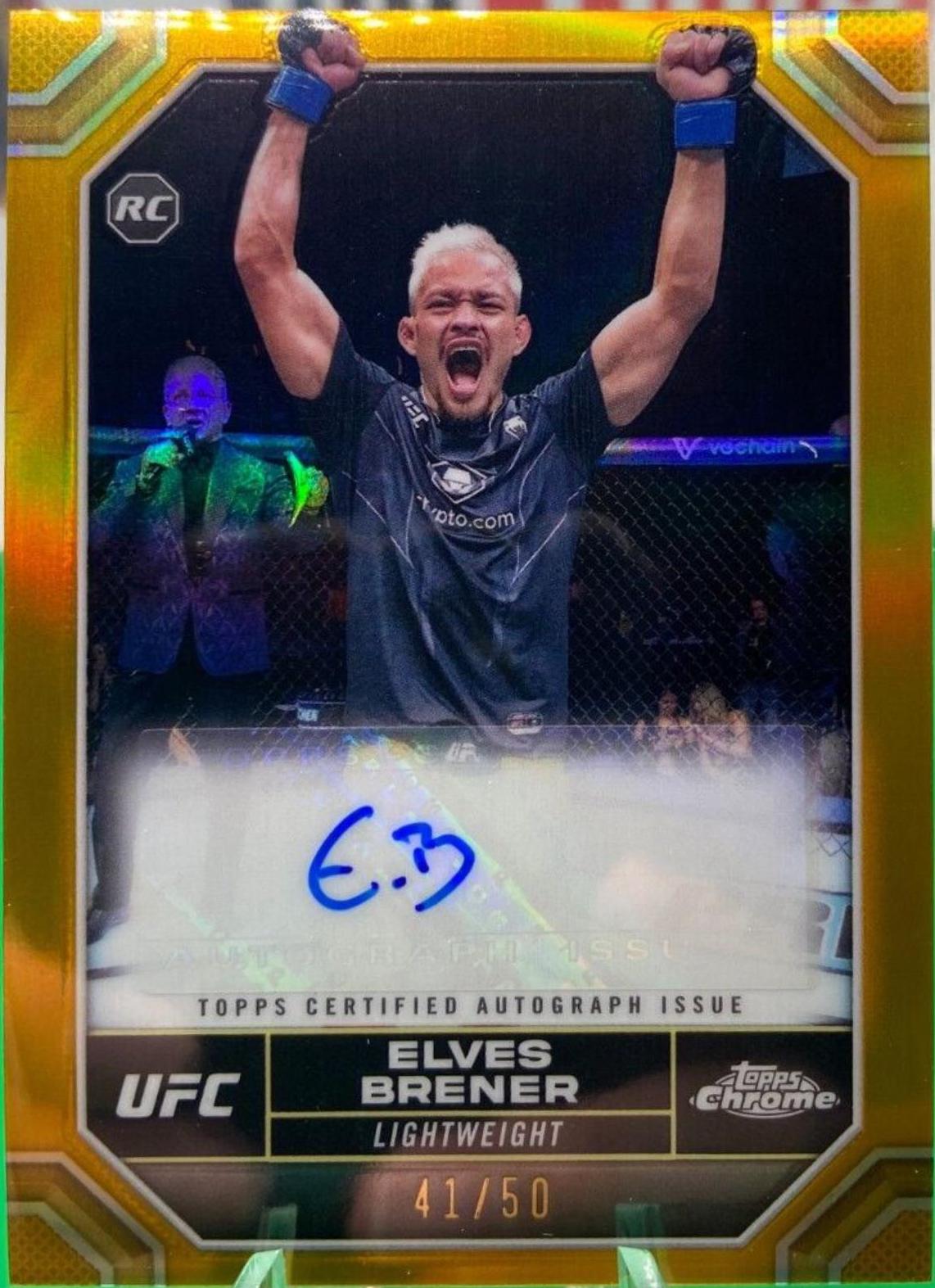 Elves Brener 2024 Topps Chrome UFC Chrome Rookie Autographs #CRA-EBR Gold Refractor