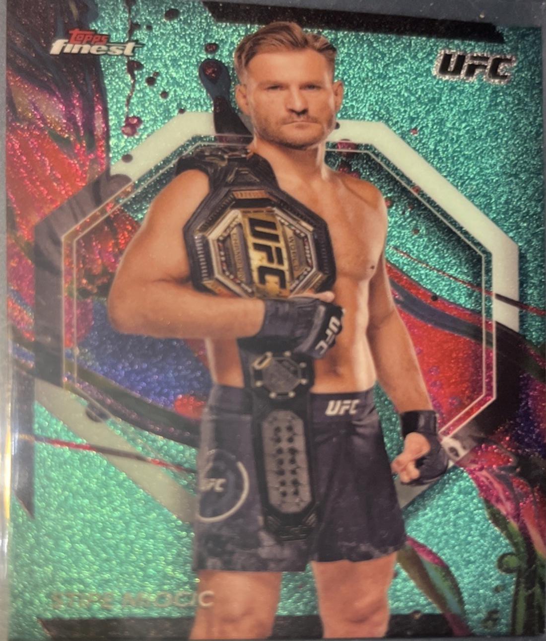Stipe Miocic 2024 Topps Finest UFC Base Common #7 Aqua Glitter Refractor
