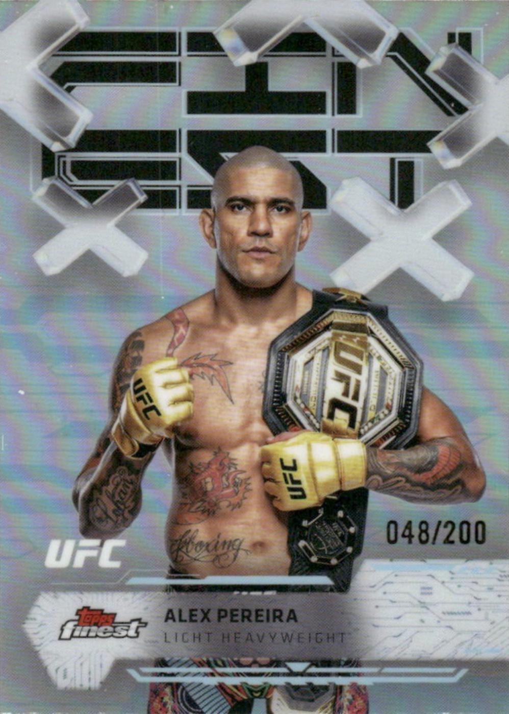 Alex Pereira 2025 Topps Finest UFC Base Common #80 Blue Refractor