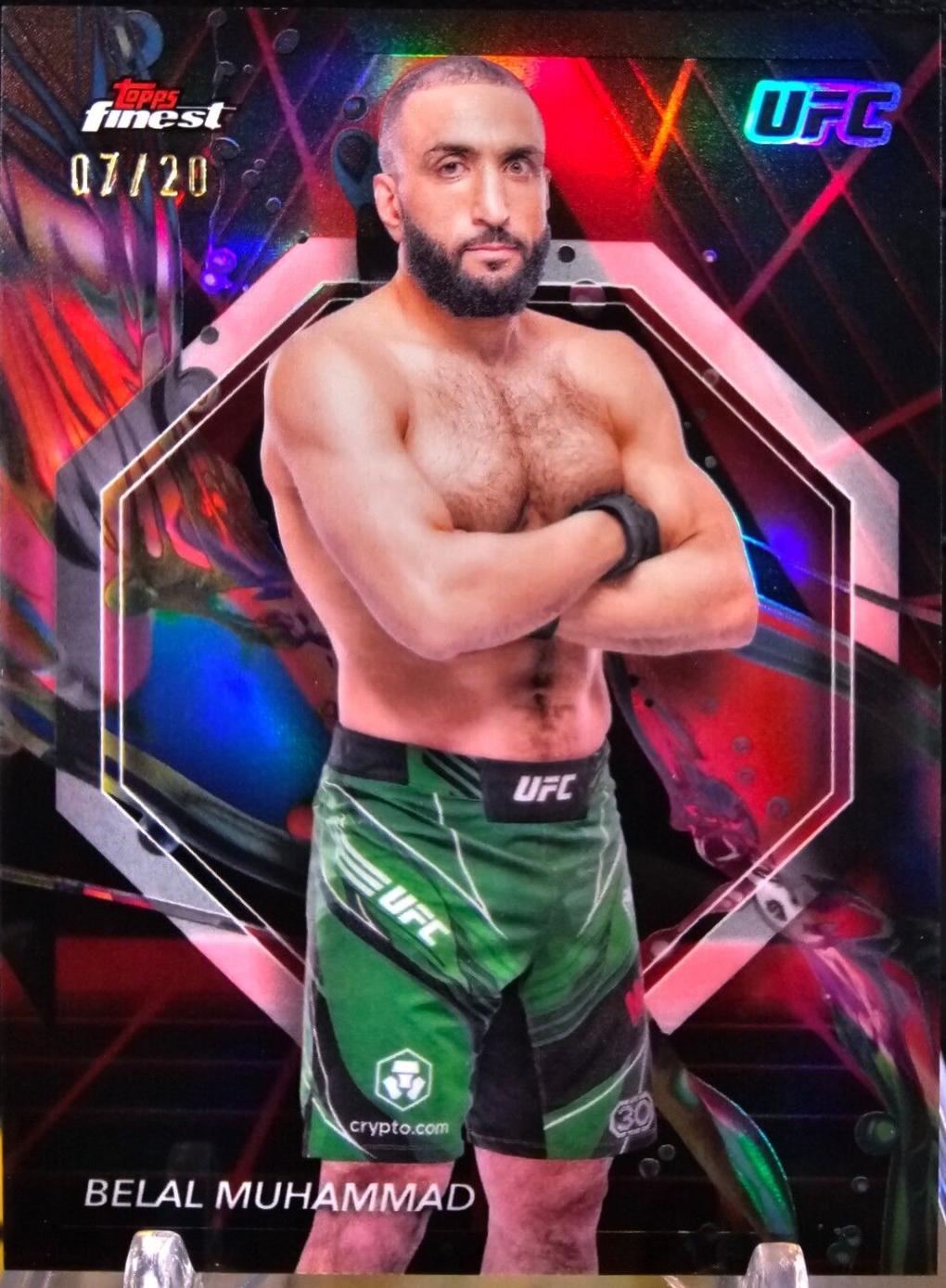 Belal Muhammad 2024 Topps Finest UFC Base Common #37 Red Black Vapor Refractor