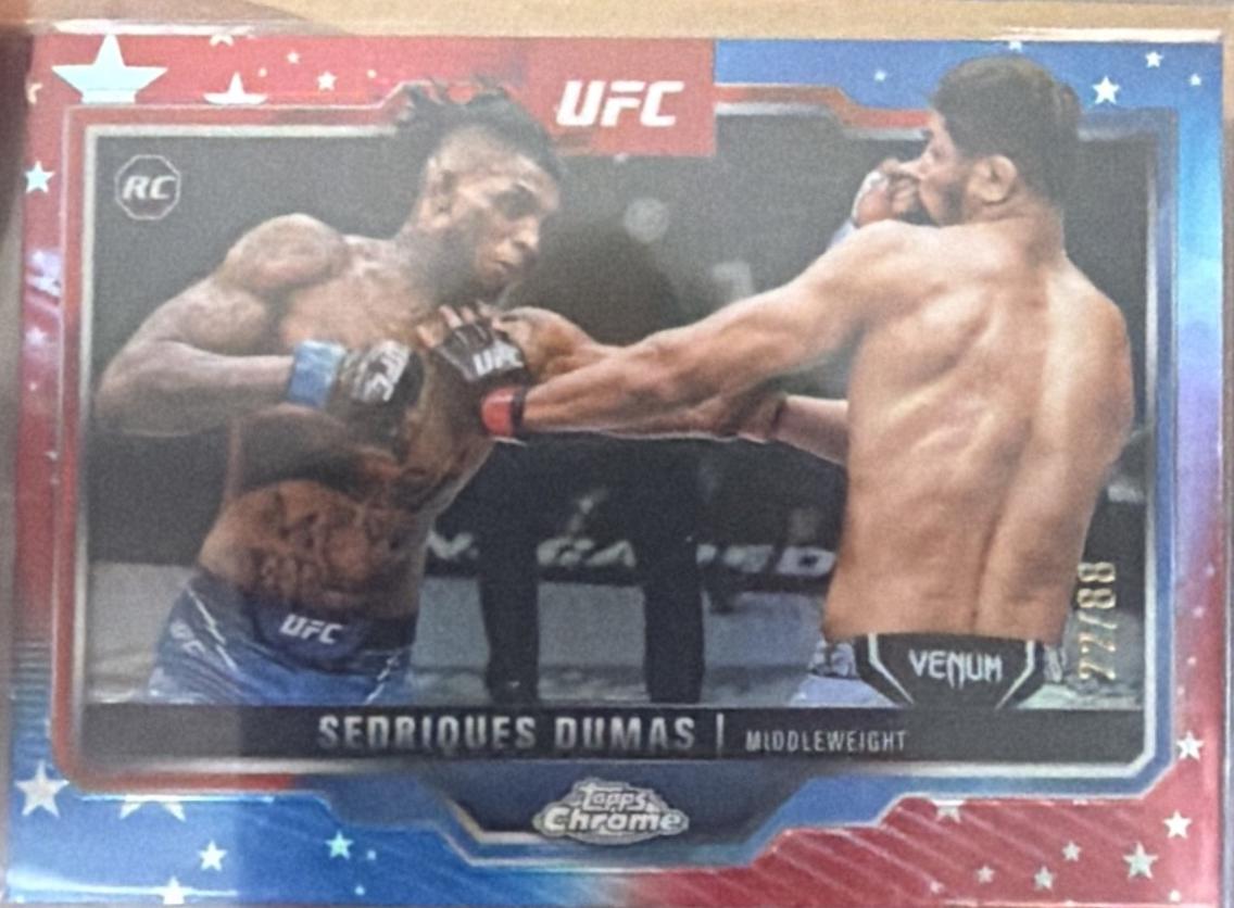Sedriques Dumas 2025 Topps Chrome UFC Base #6 Red White Blue Refractor