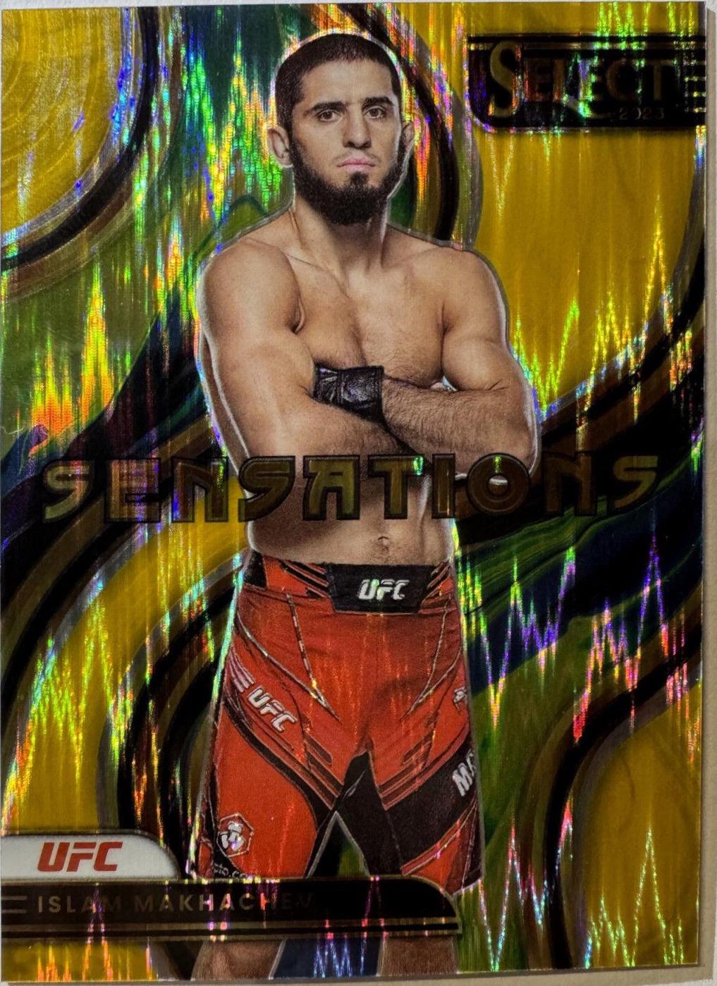 Islam Makhachev 2023 Panini Select UFC Sensations #1 Gold Flash