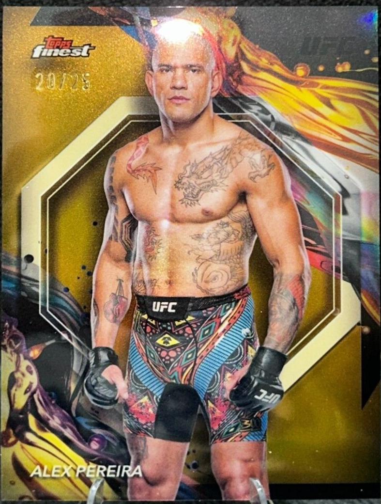 Alex Pereira 2024 Topps Finest UFC Base Uncommon #101 Gold Refractor