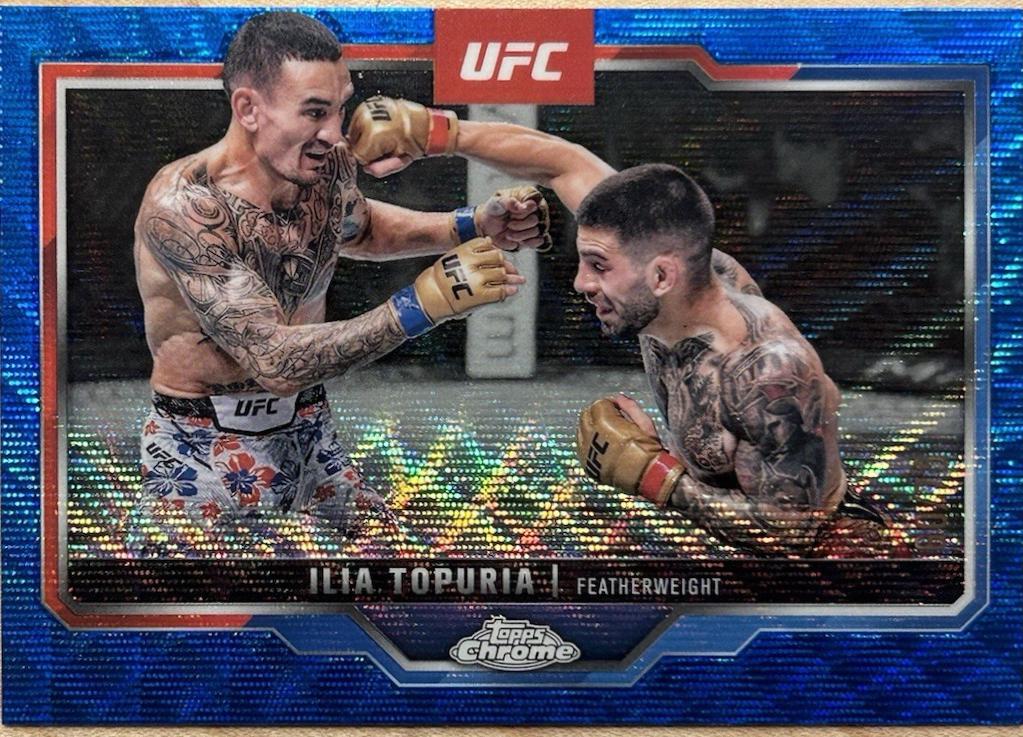 Ilia Topuria 2025 Topps Chrome UFC Base #43 Blue Wave Refractor